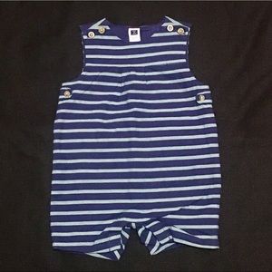 🆕 Janie & Jack Navy Blue and Gray Striped Romper